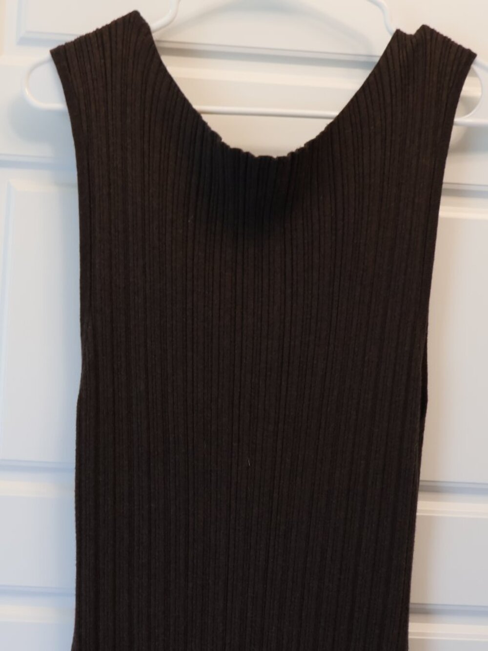 Quince Women Cotton Cashmere Ribbed Sleeveless Midi Dress Brown XL - Picture 10 of 10